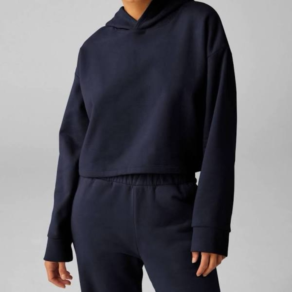 Beyond Yoga Luxefleece Happiness Cropped Hoodie In Blue Size M Euc